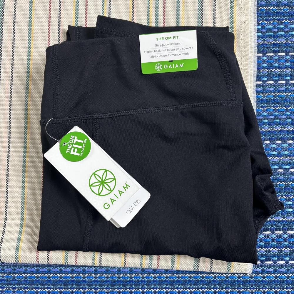 Gaiam Leggings Womens Large Black OM Mesh OM-DRI Ankle Yoga OM Fit Athletic NEW